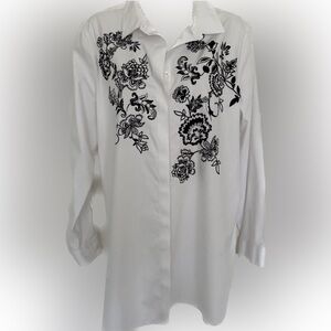 White blouse with black embroidery